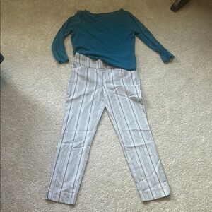 Chico's Gray Straight Leg Pants with Pinstripes